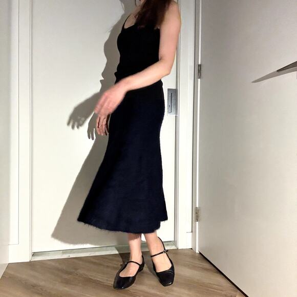$2400 Khaite Cashmere Silk Cadence Navy Tweed Midi Skirt S Small Blue Fuzzy - Picture 11 of 13